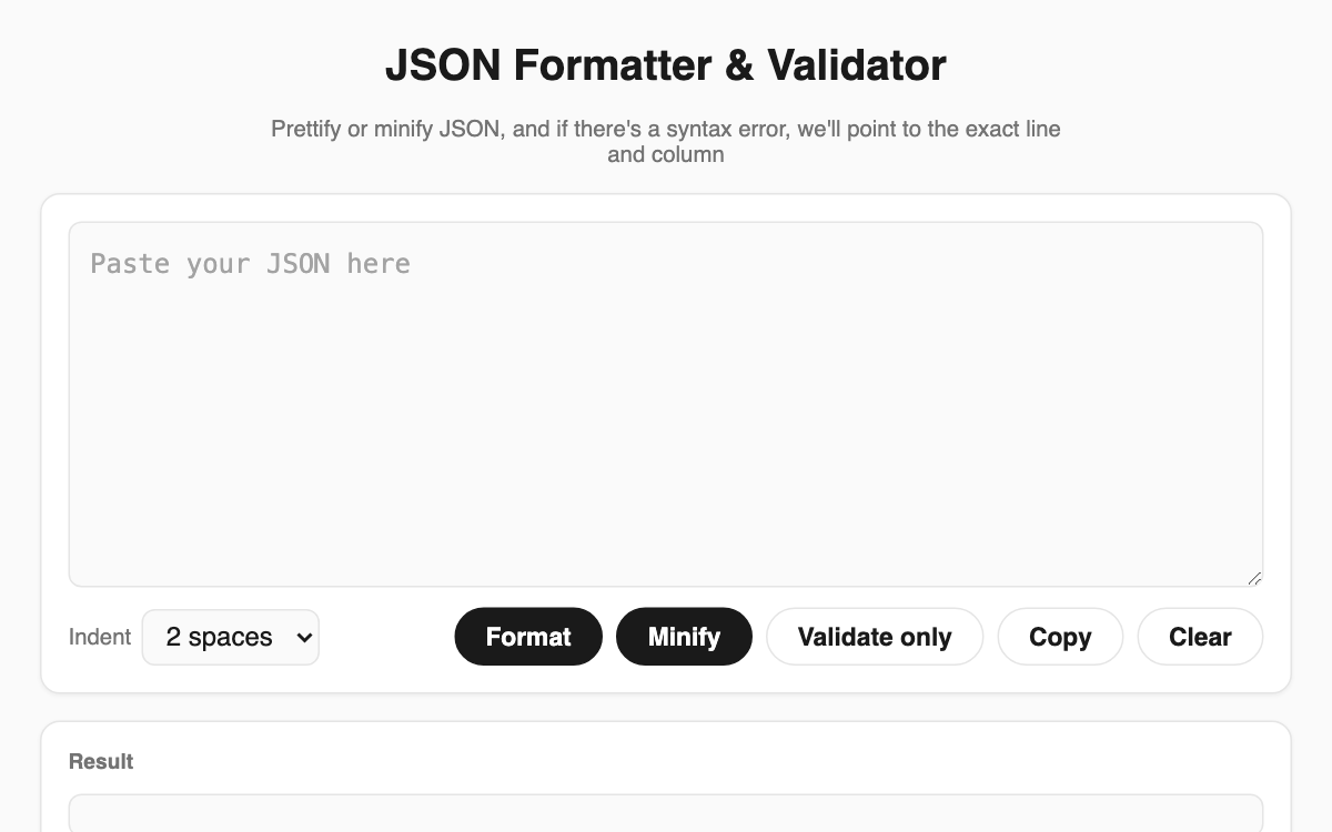 JSON Formatter & Validator screenshot