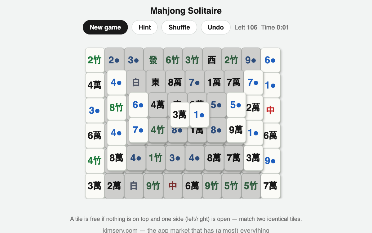 Mahjong Solitaire screenshot