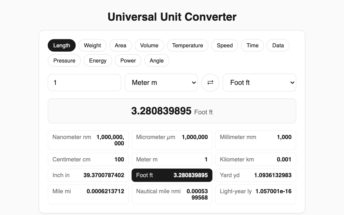 All-in-One Unit Converter screenshot